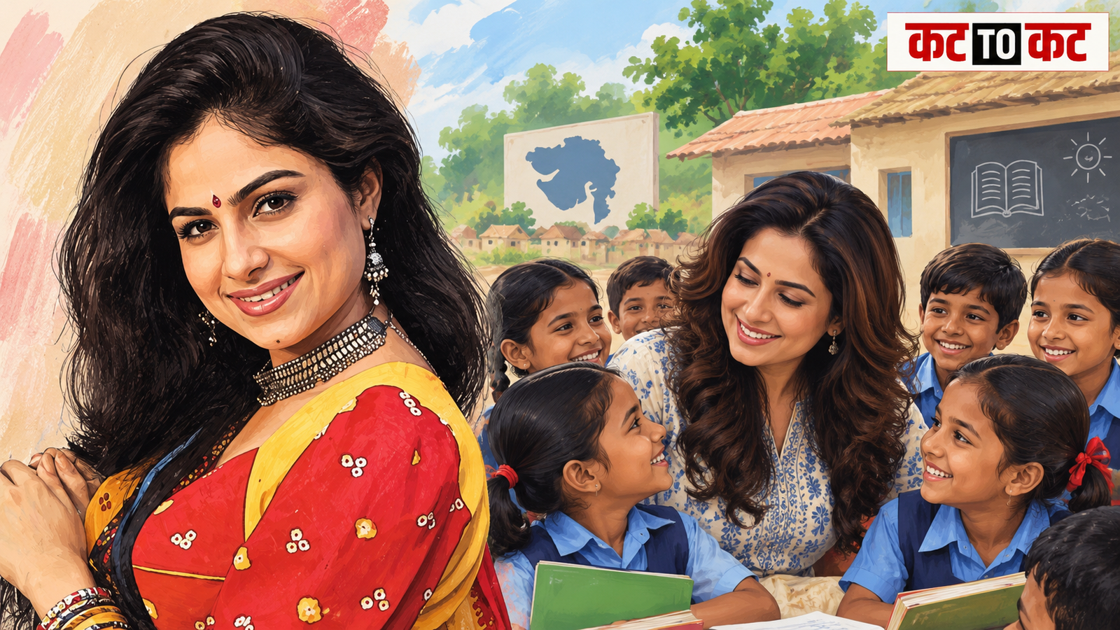 Bollywood actress Ayesha Jhulka supporting children in Gujarat villages