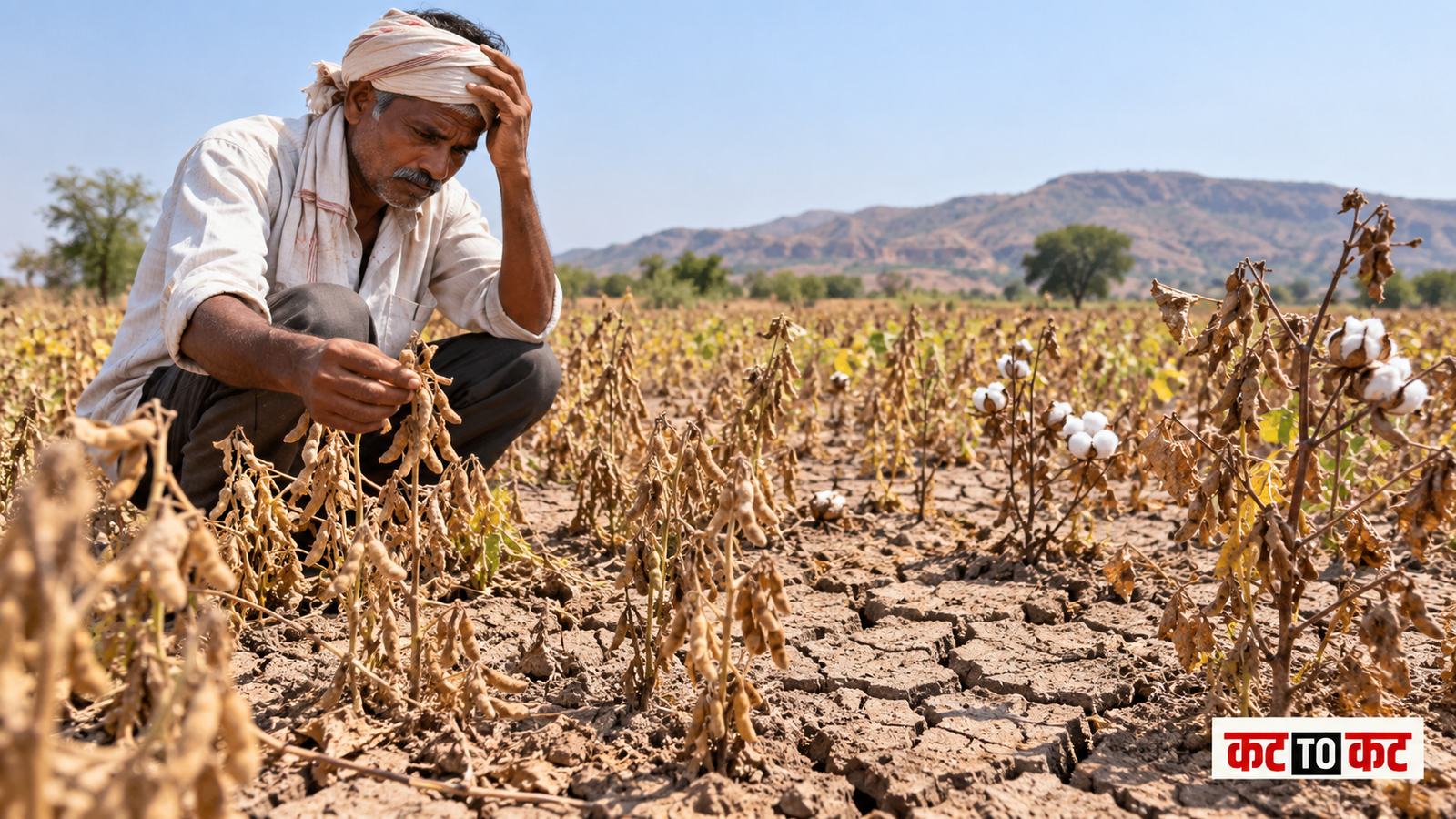 Maharashtra CM Devendra Fadnavis inspecting drought-affected farmland and announcing relief for farmers