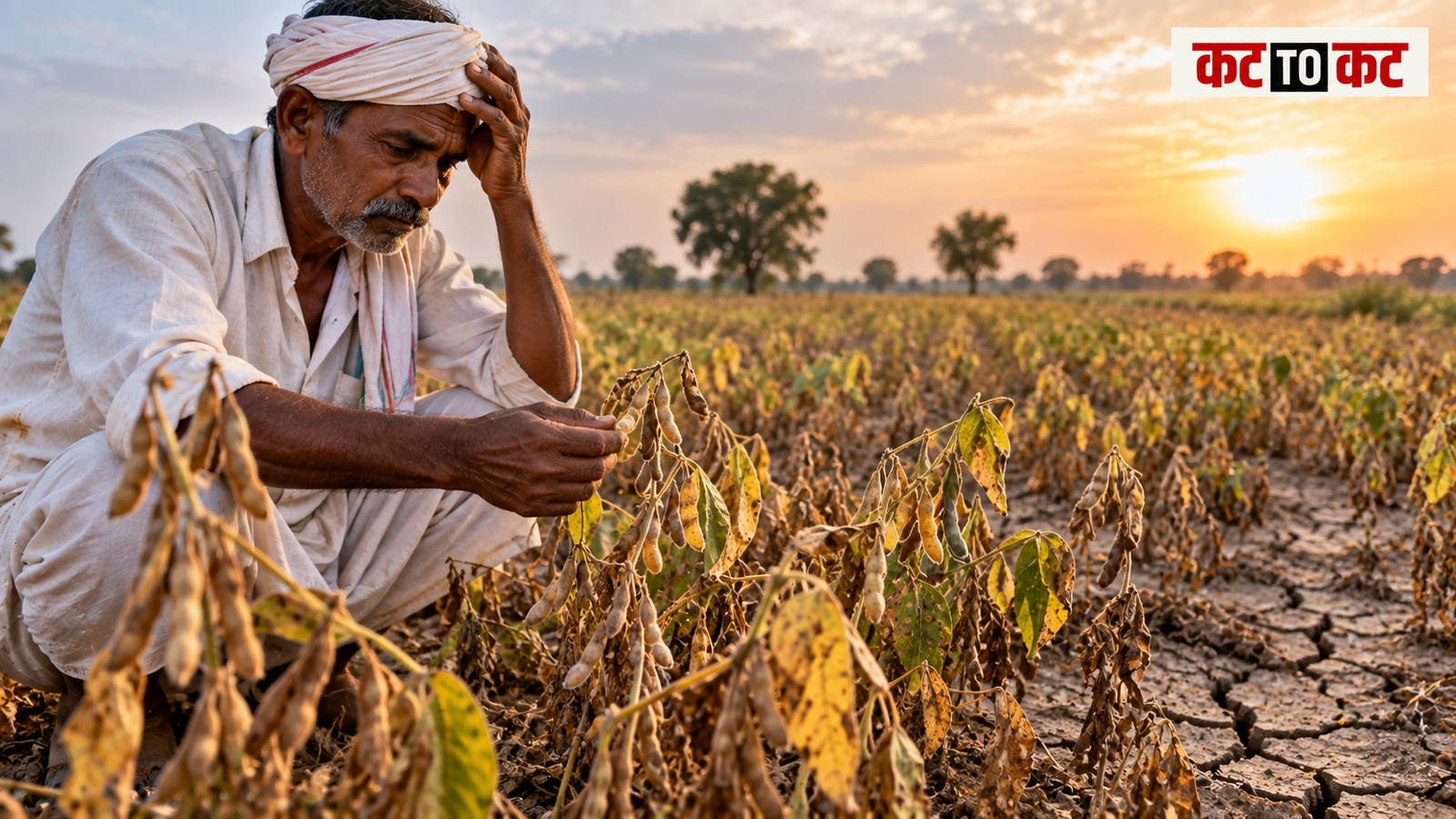 Drought-affected soybean and kharif crops in Maharashtra