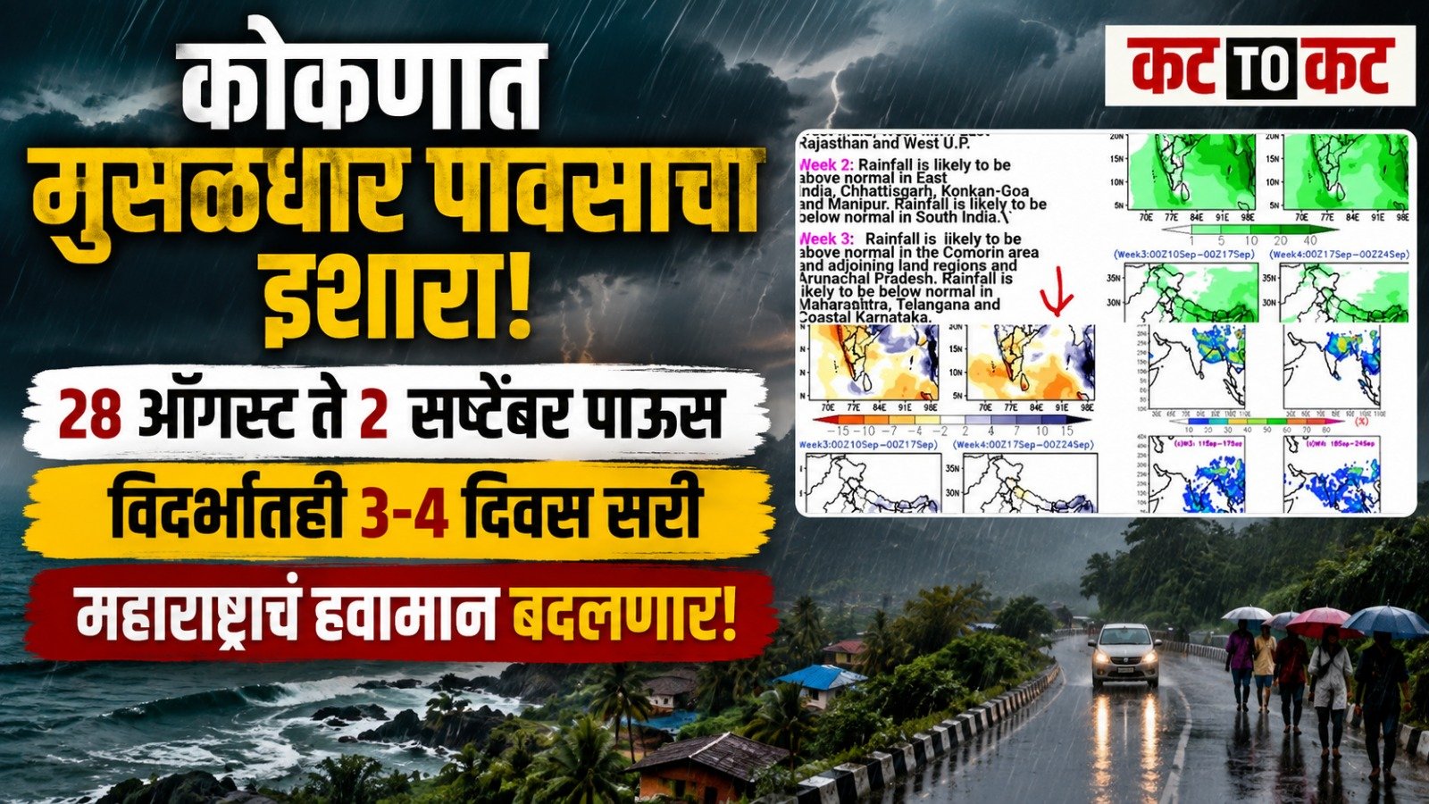महाराष्ट्रात मान्सूनचा जोर कुठे वाढणार? कोकणात पुढील पाच दिवस मुसळधार पावसाचा अंदाज; विदर्भालाही दिलासा