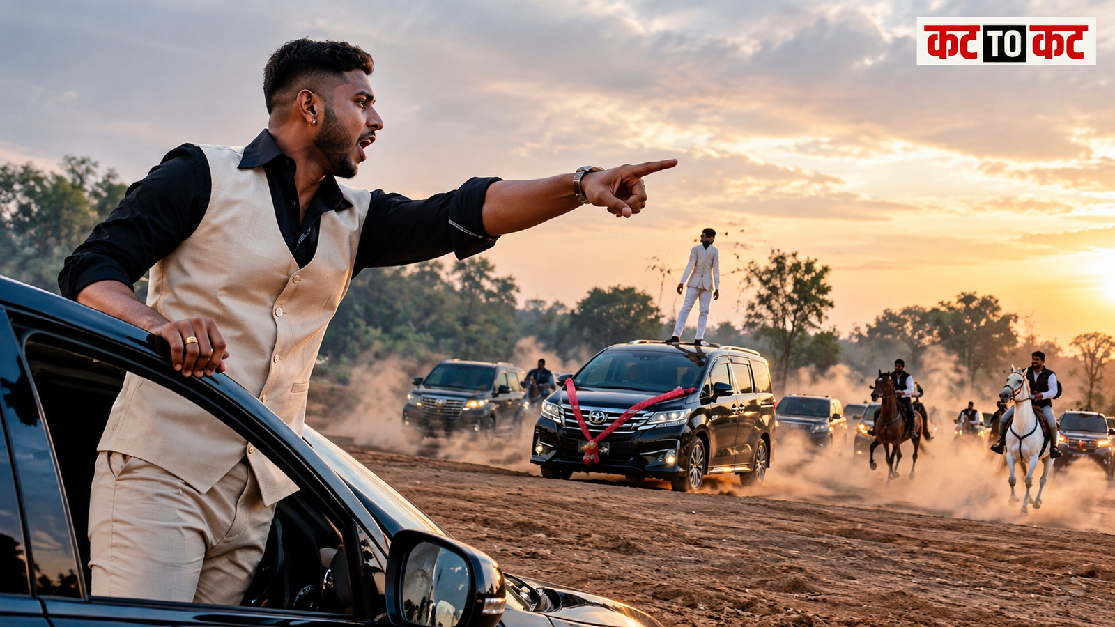 Pratik Shinde and associates allegedly performing stunts with luxury cars and horses near Alandi in Pune district.