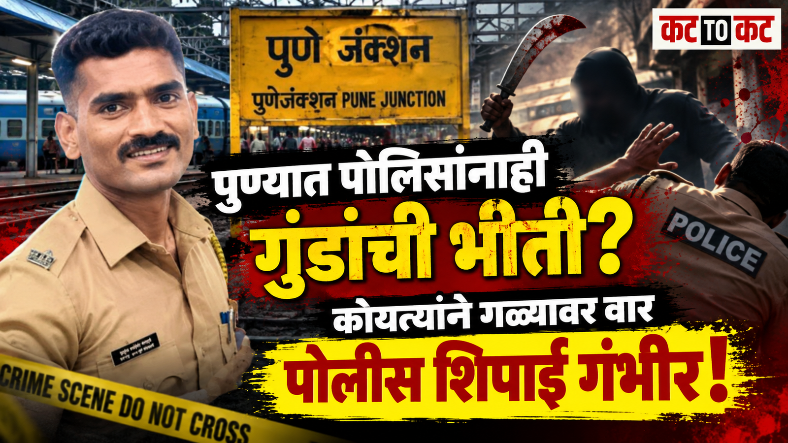 Police constable attacked with a koyta at Pune railway station after confronting a group allegedly smoking cannabis, while four dangerous reels makers face a case in Pimpri-Chinchwad