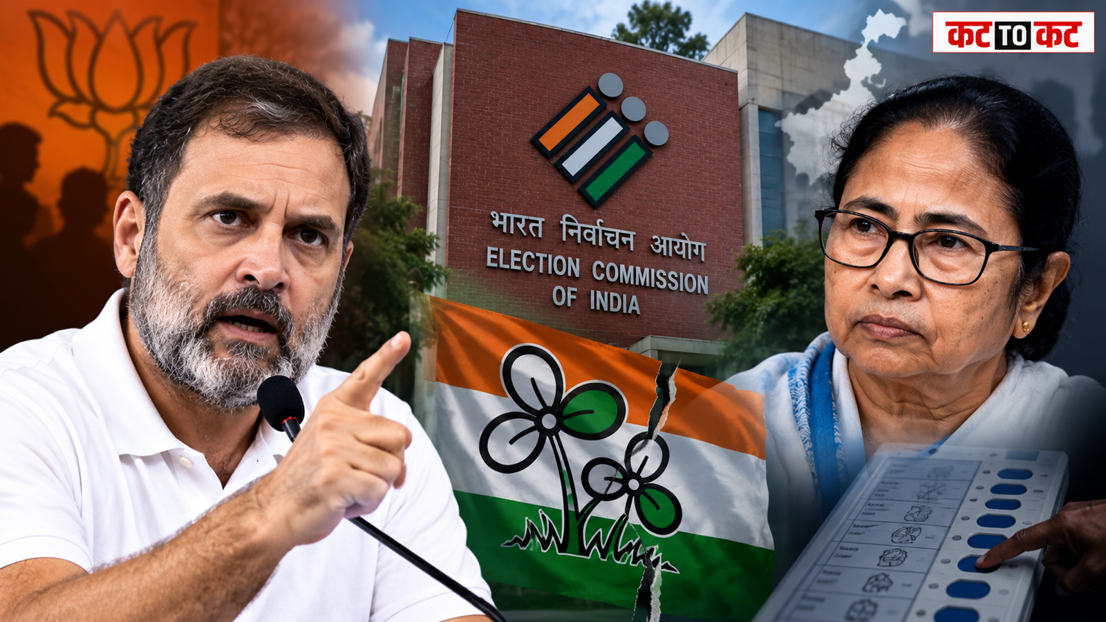 Rahul Gandhi criticising the Election Commission over the TMC name and symbol freeze