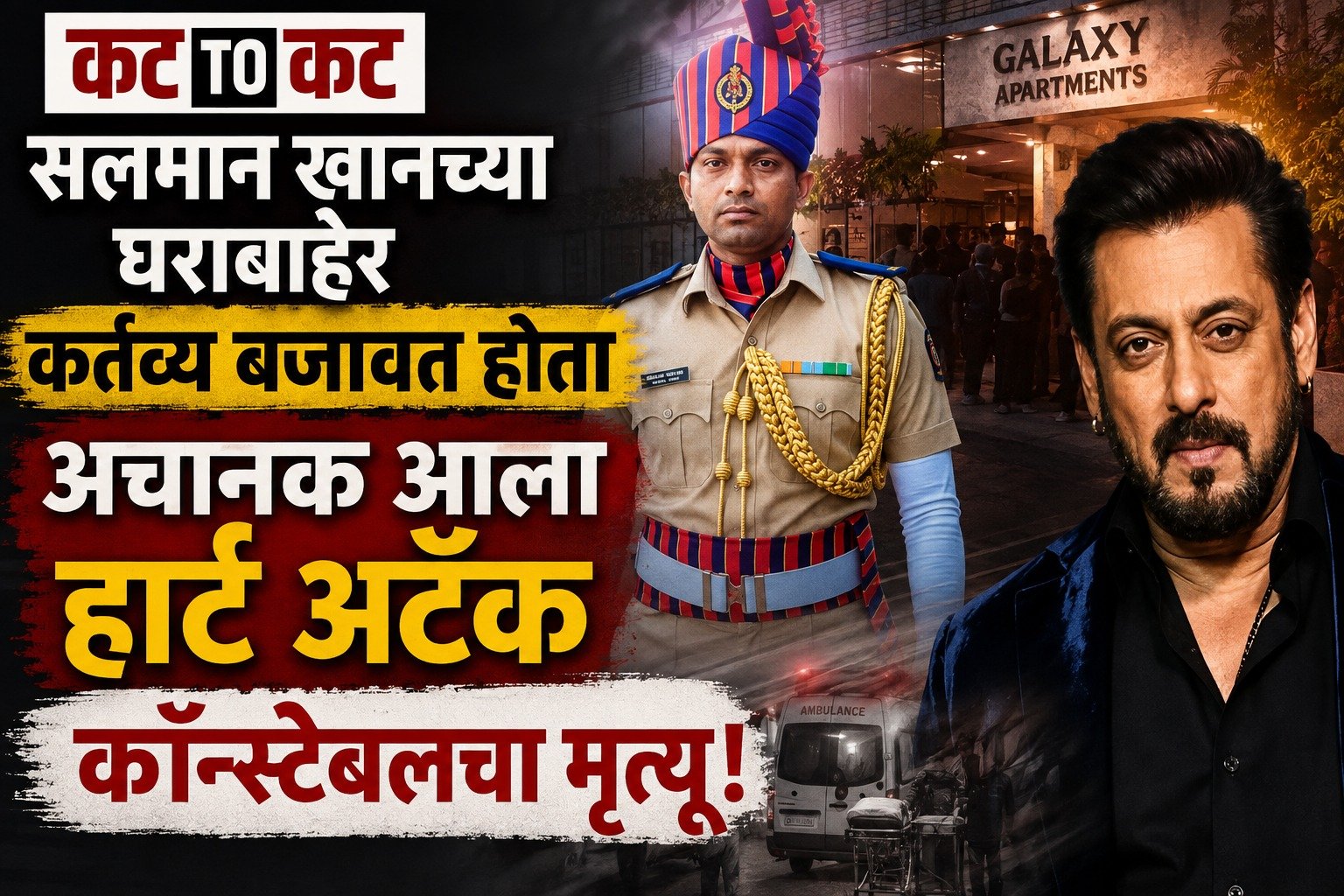 Mumbai Police constable Ganesh Rayate dies of a heart attack while on security duty outside Salman Khan’s Galaxy Apartment in Mumbai.