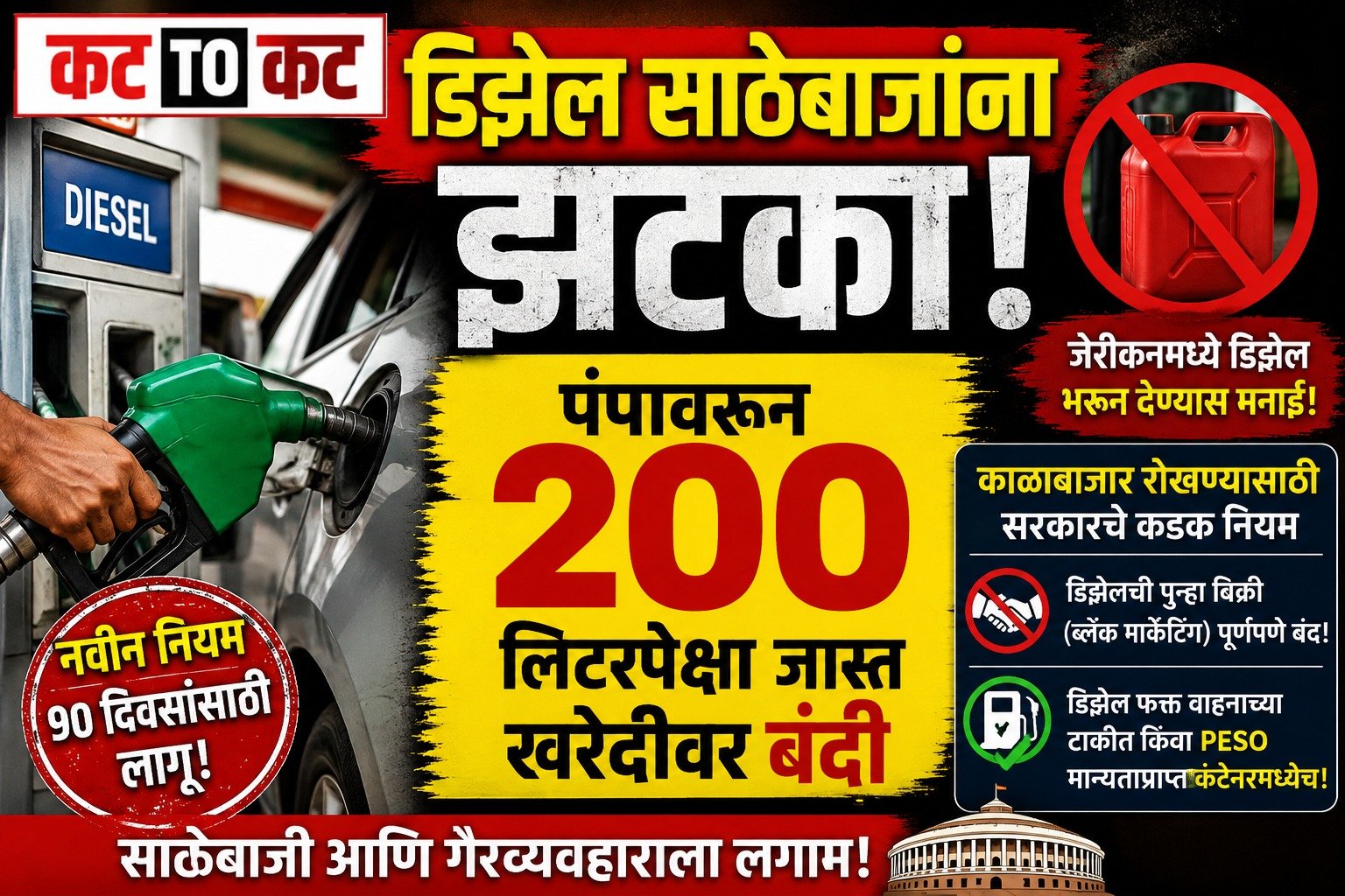 डिझेल साठेबाजांना झटका! पंपावरून 200 लिटरपेक्षा जास्त खरेदीवर बंदी