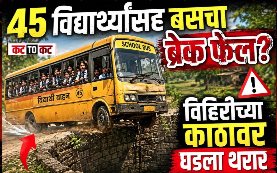 45 विद्यार्थ्यांसह बसचा ब्रेक फेल? विहिरीच्या काठावर घडला थरार