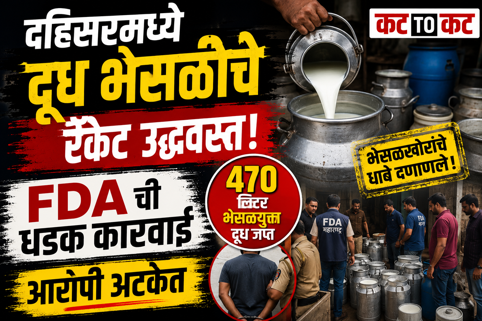 दहिसरमध्ये दूध भेसळीच्या रॅकेटवर एफडीएची मोठी कारवाई; ४७० लिटर भेसळयुक्त दूध जप्त, आरोपी अटकेत